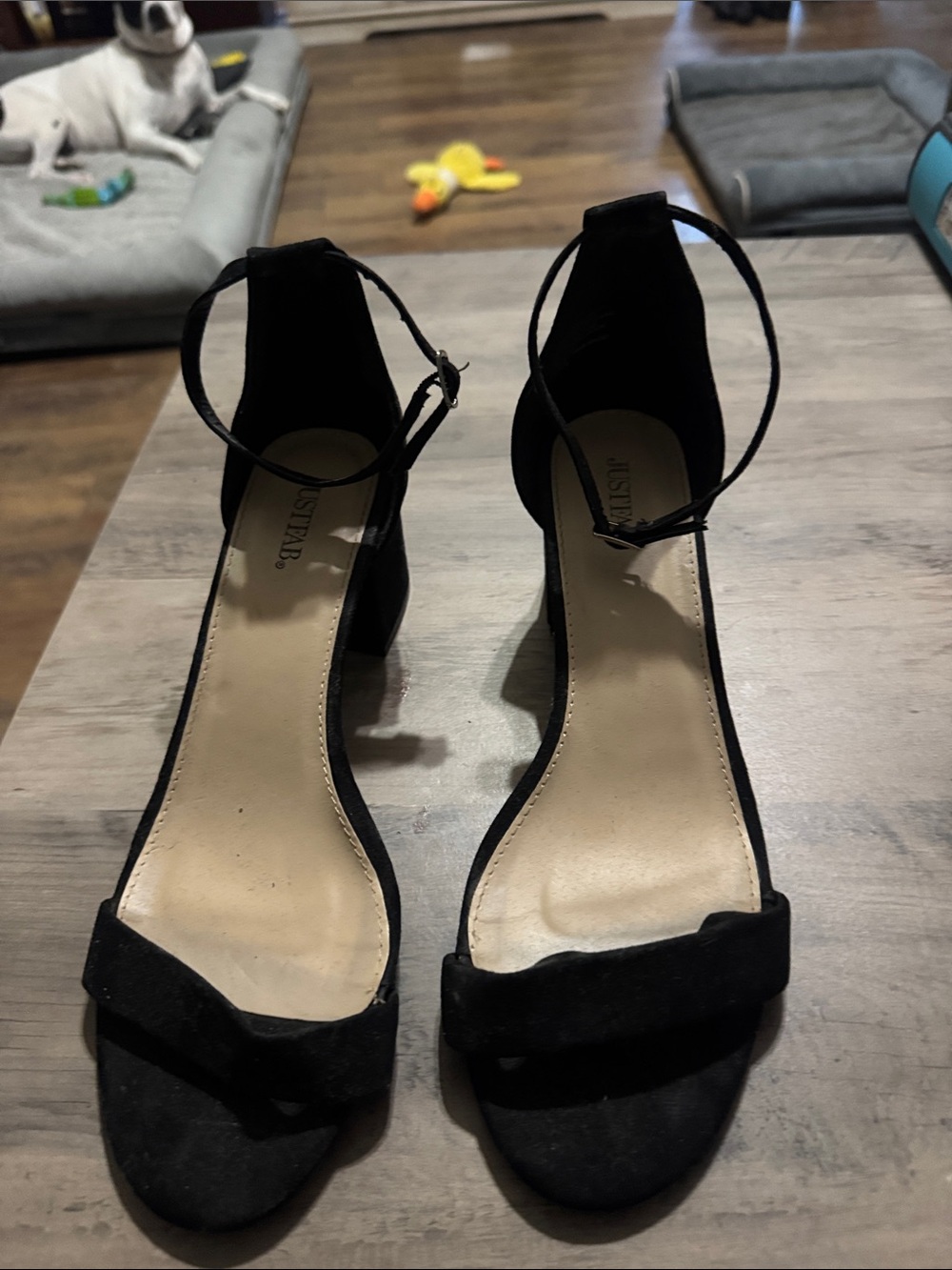 JustFab Black Ankle-Strap Block Heels